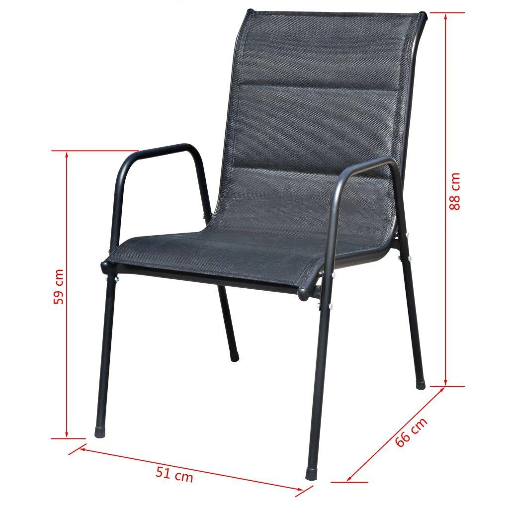 Lauko baldų komplektas Lauko valgomojo baldų komplektas, 5d., juodas, plienas
