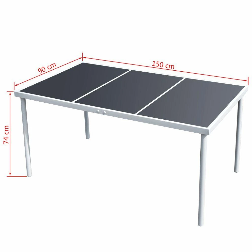 Sodo stalas, juodas, plienas, 150x90x74cm