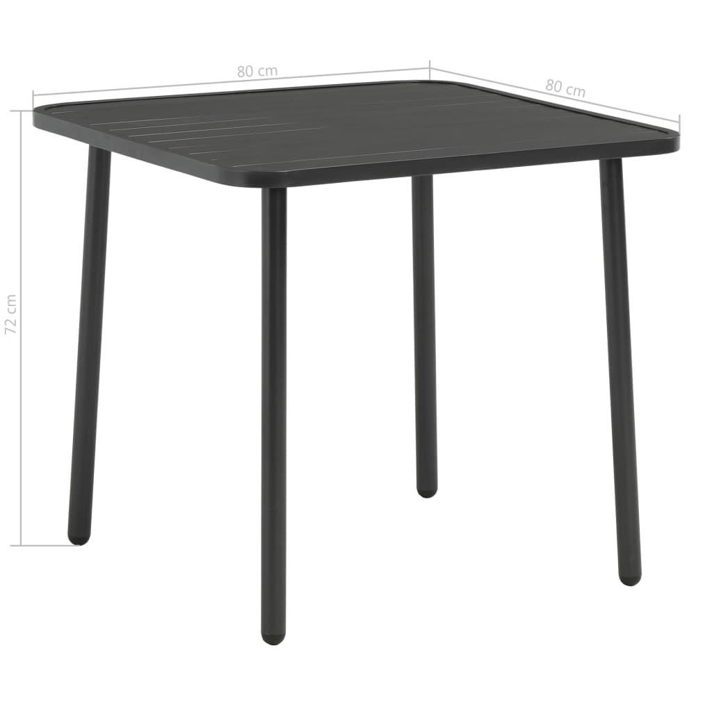 Sodo stalas, tamsiai pilkas, 80x80x72cm, plienas