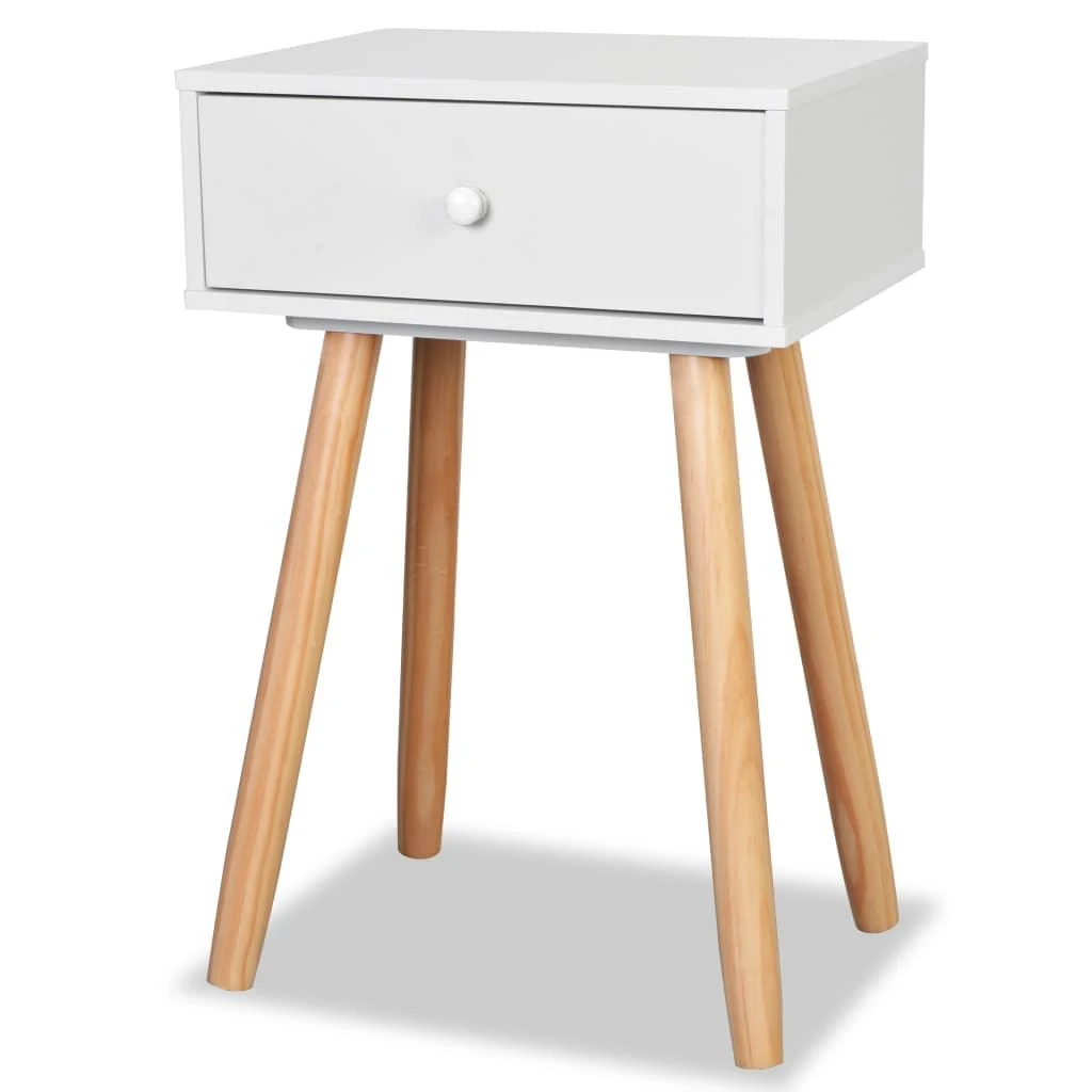 Naktiniai staliukai, 2vnt., pušies mediena, 40x30x61cm, balti