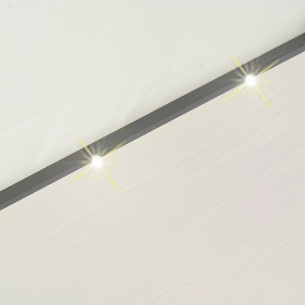 Pakabinamas skėtis su LED, smėlio, 300cm, metalinis kotas