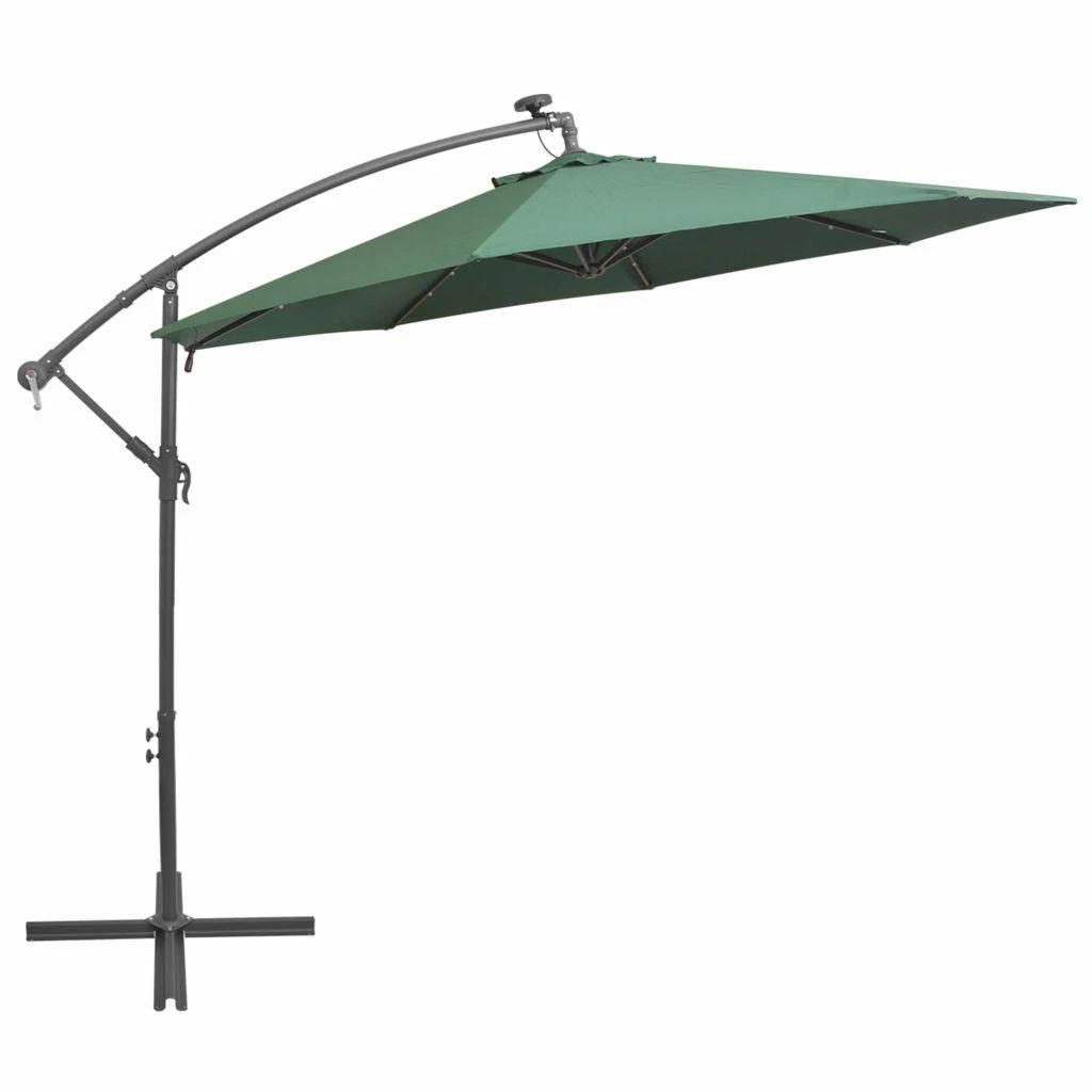 Pakabinamas skėtis su LED, žalias, 300cm, metalinis kotas