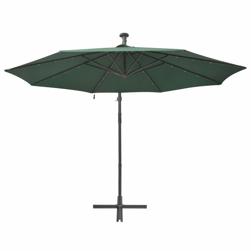 Pakabinamas skėtis su LED, žalias, 300cm, metalinis kotas