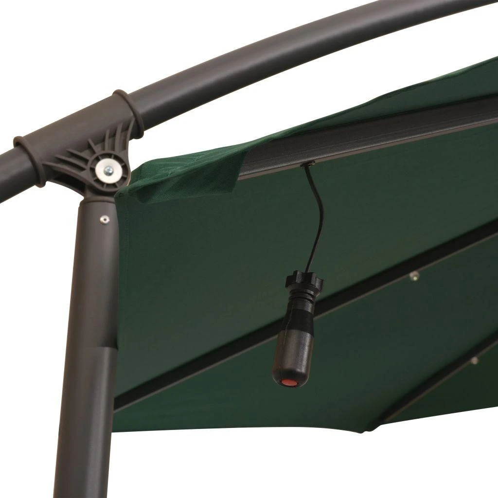 Pakabinamas skėtis su LED, žalias, 300cm, metalinis kotas
