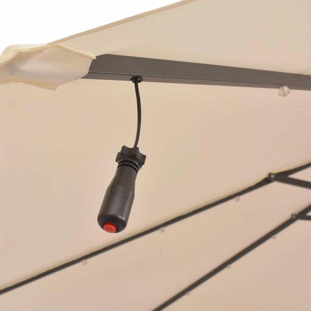 Pakabinamas skėtis su LED, smėlio, 300cm, metalinis kotas