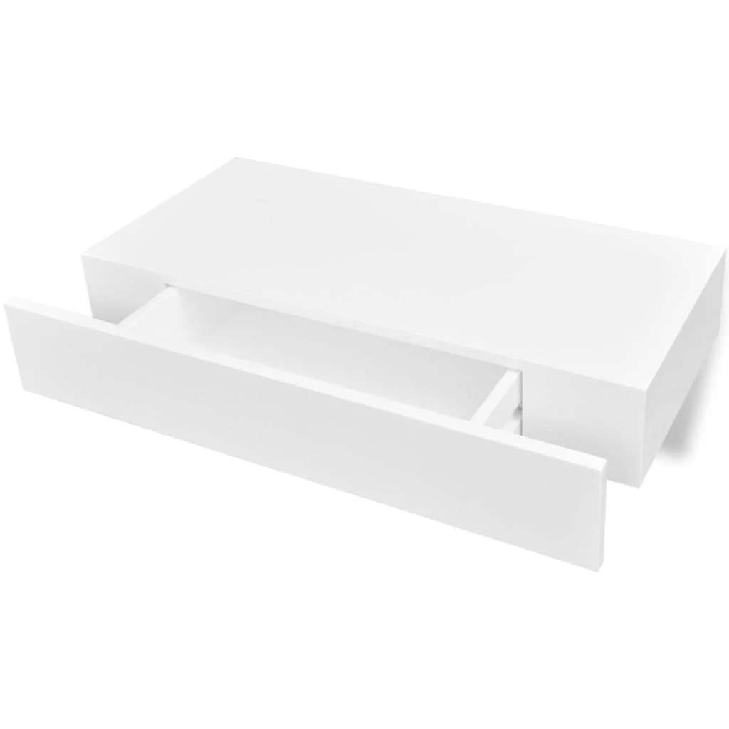 Pakabin. sien. lentynos su stalčiais, 2vnt., baltos, 48cm