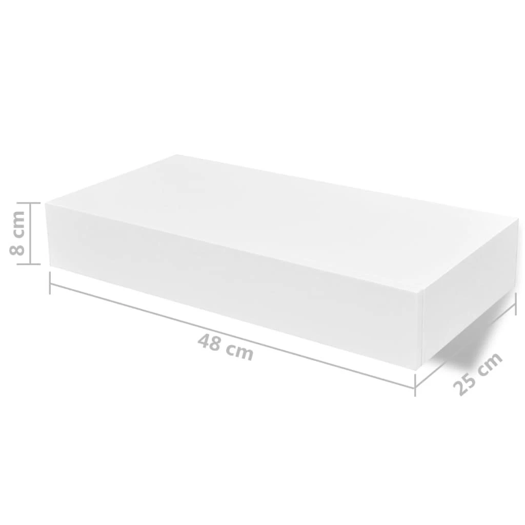 Pakabin. sien. lentynos su stalčiais, 2vnt., baltos, 48cm