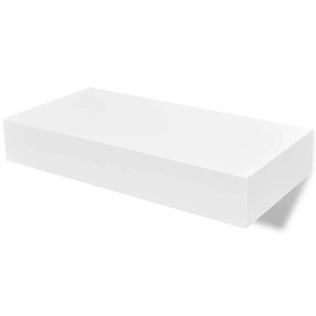 Pakabin. sien. lentynos su stalčiais, 2vnt., baltos, 48cm
