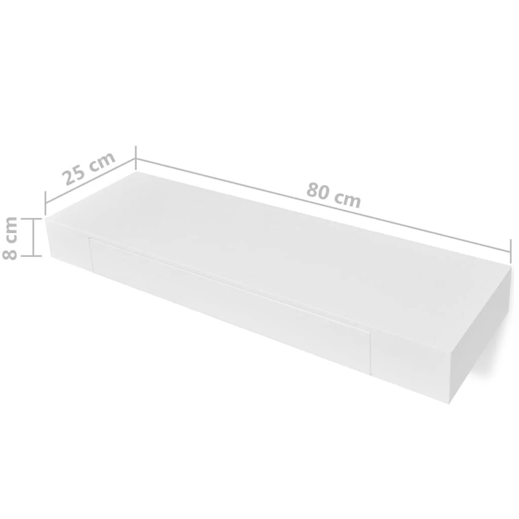 Pakabin. sien. lentynos su stalčiais, 2vnt., baltos, 80cm