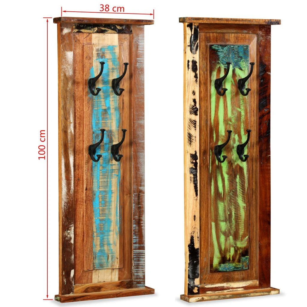 Paltų kabyklos, 2vnt., perdirbtos medienos masyvas, 38x100cm