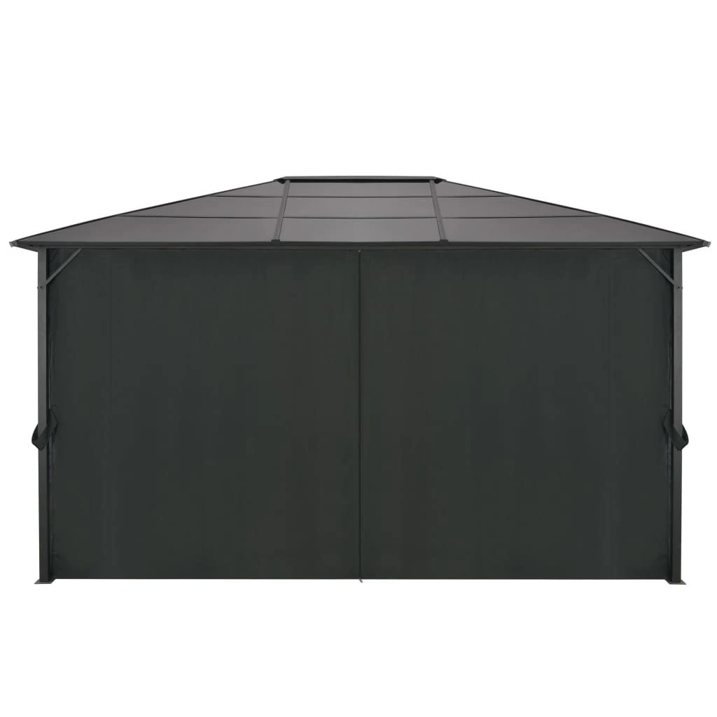 Pavėsinė su užuolaidomis, aliuminis, 4x3x2,6 m, juoda