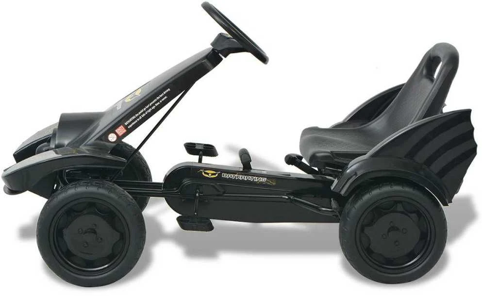Pedalais minamas kartingas su reguliuojama sėdyne, juodas