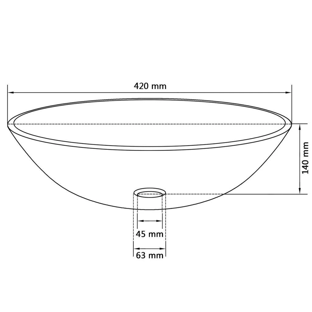 Praustuvas iš grūdinto stiklo, 42 cm, aukso spalvos