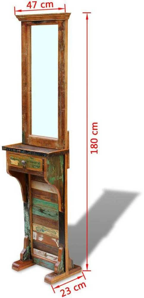 Prieškambario veidrodis, perdirbta mediena, 47x23x180 cm