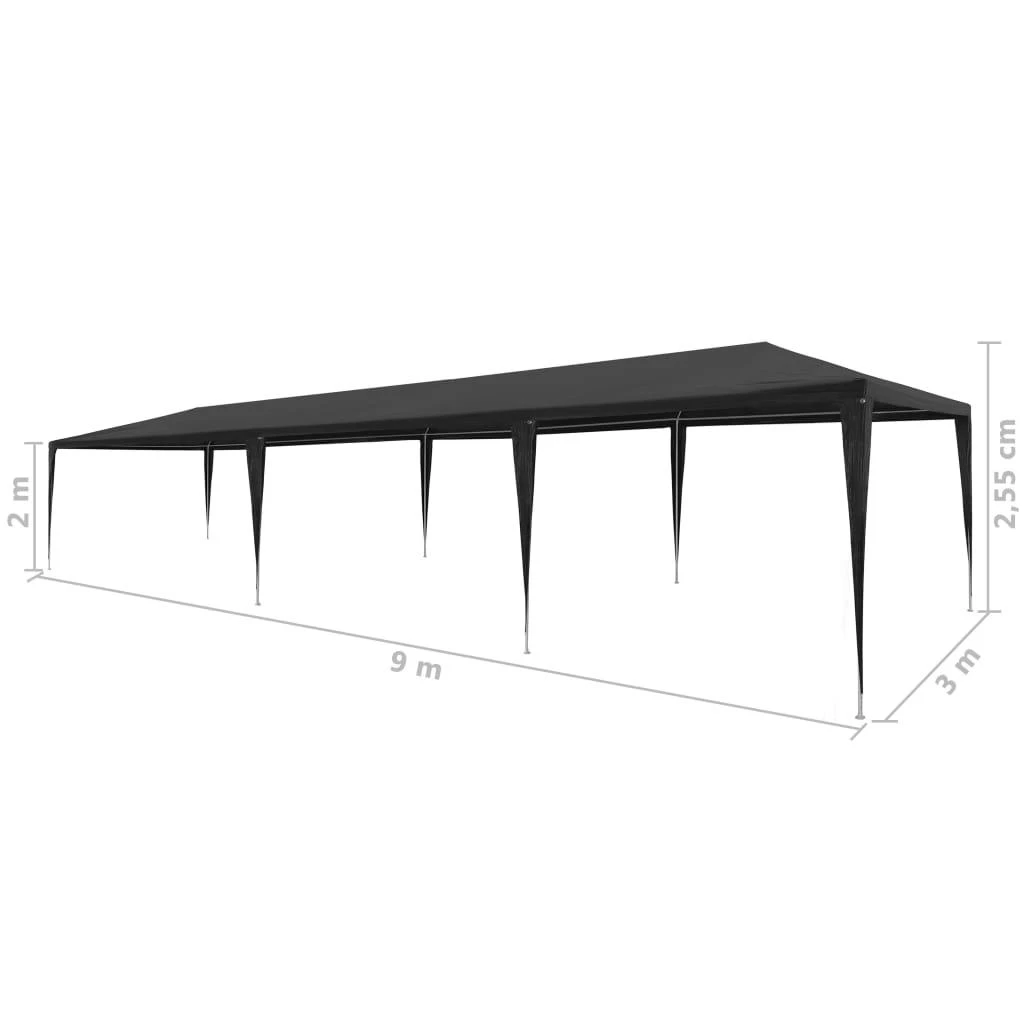 Proginė palapinė, antracito spalvos, 3x9m, PE