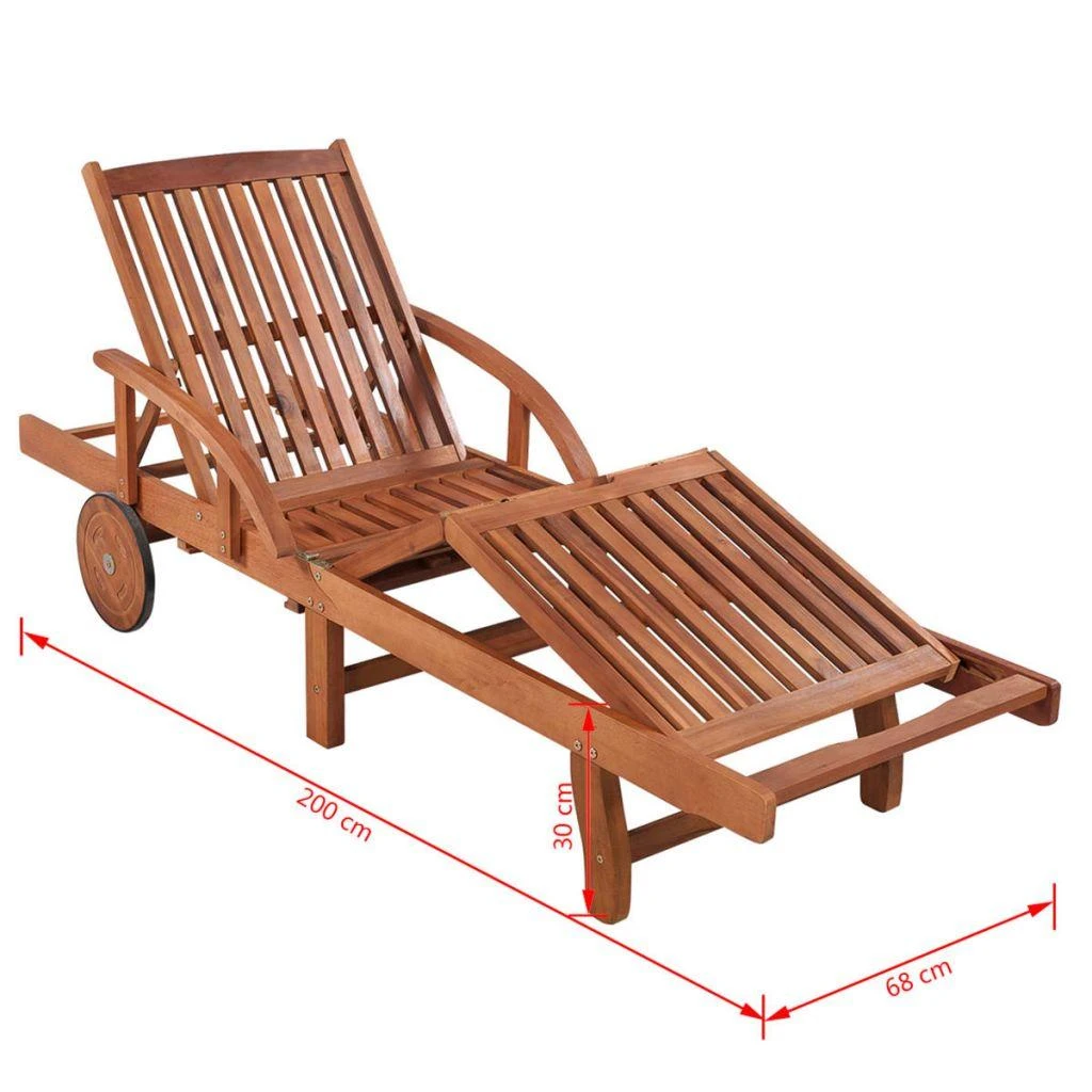 Sofa Saulės gultai, 2 vnt., su staliuku, akacijos mediena