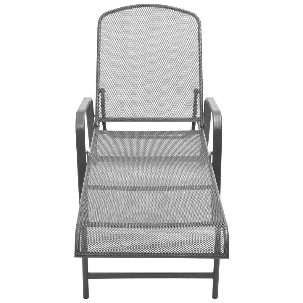 Sofa Saulės gultai, 2 vnt., su stalu, plienas, antracito spalvos