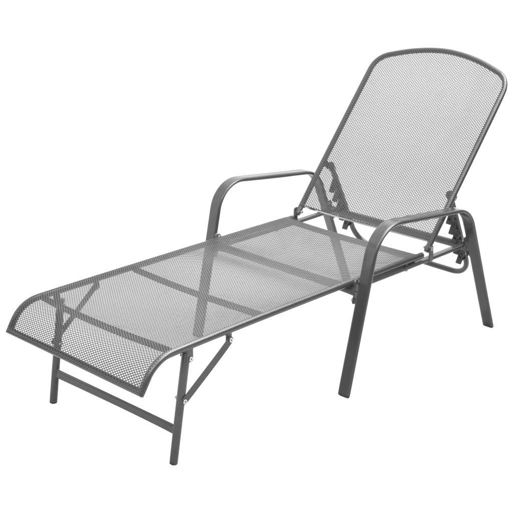 Sofa Saulės gultai, 2 vnt., su stalu, plienas, antracito spalvos