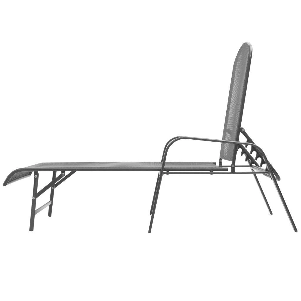 Sofa Saulės gultai, 2 vnt., su stalu, plienas, antracito spalvos