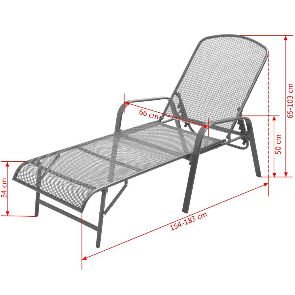 Sofa Saulės gultai, 2 vnt., su stalu, plienas, antracito spalvos