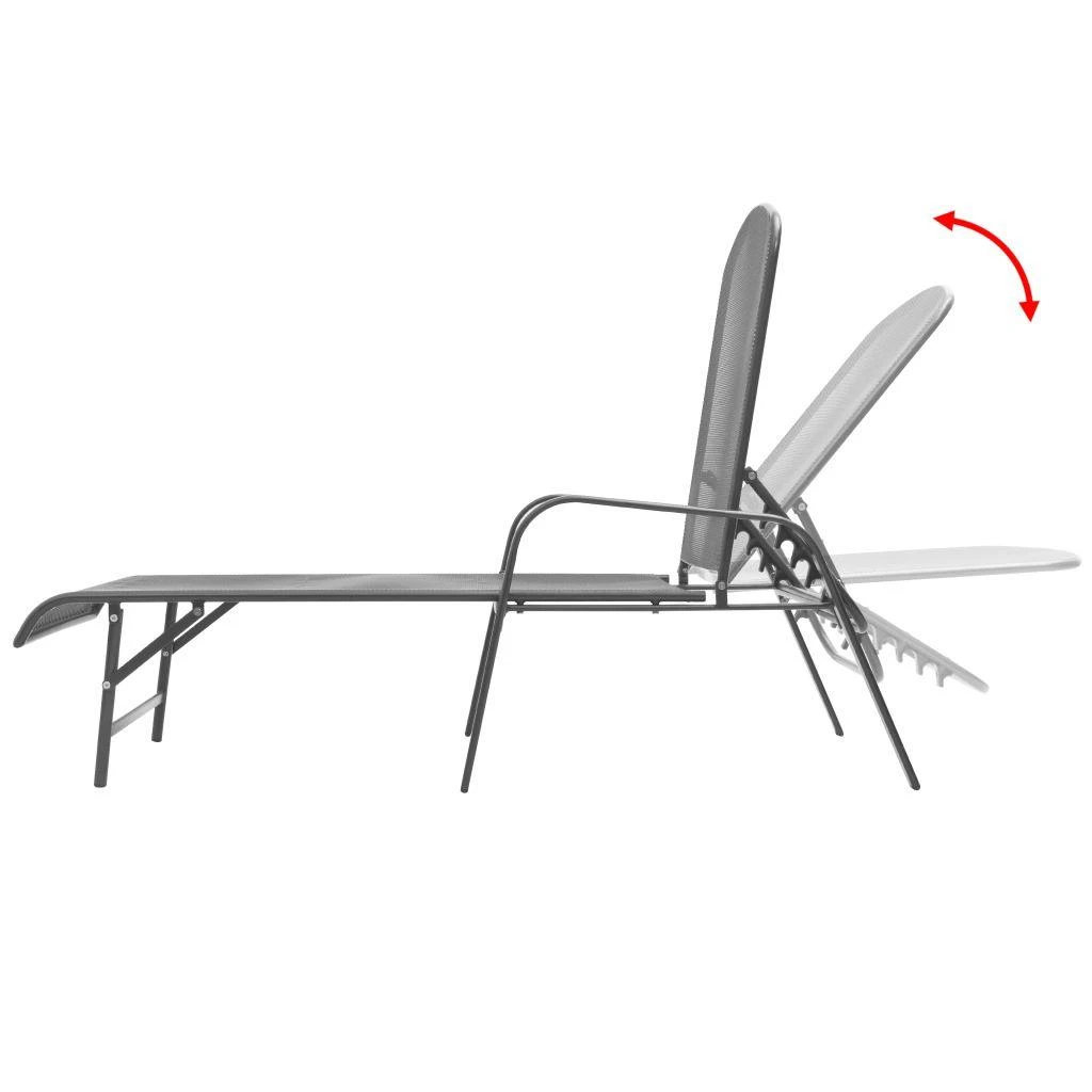Sofa Saulės gultai, 2 vnt., su stalu, plienas, antracito spalvos