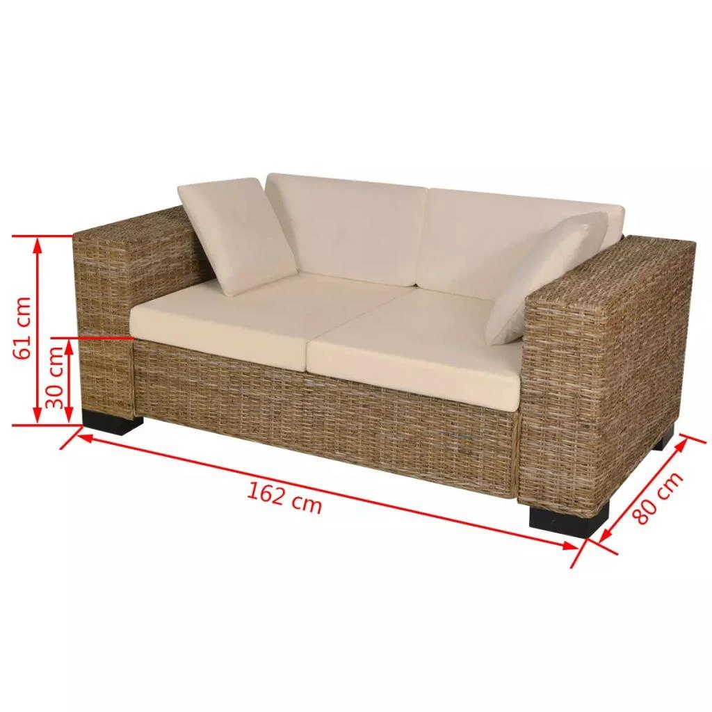 Sofa Septynių dalių dvivietės sofos komplektas, ratanas