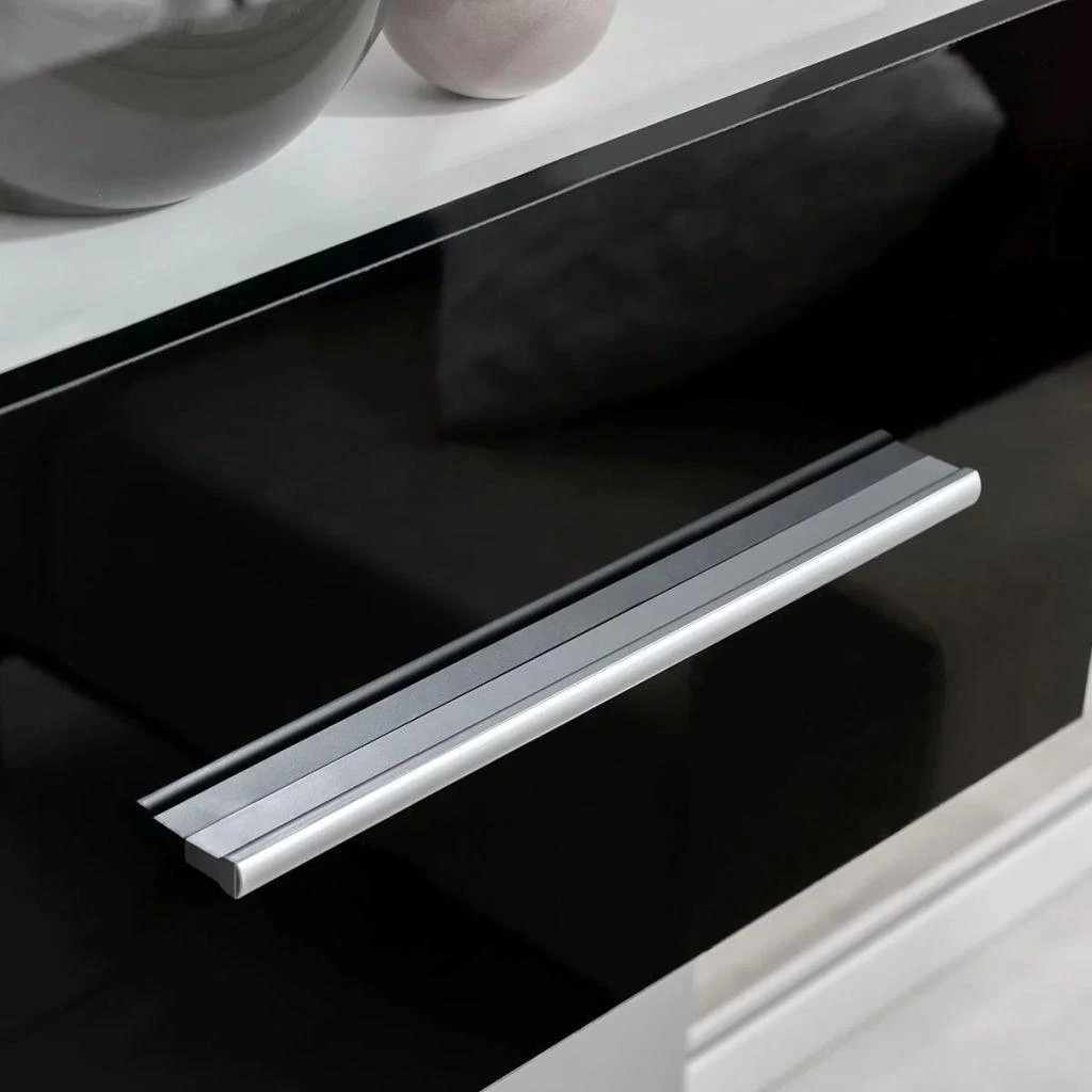 TV staliukas Sieninė televizoriaus spintelė su LED apšvietimu, 5d., juoda