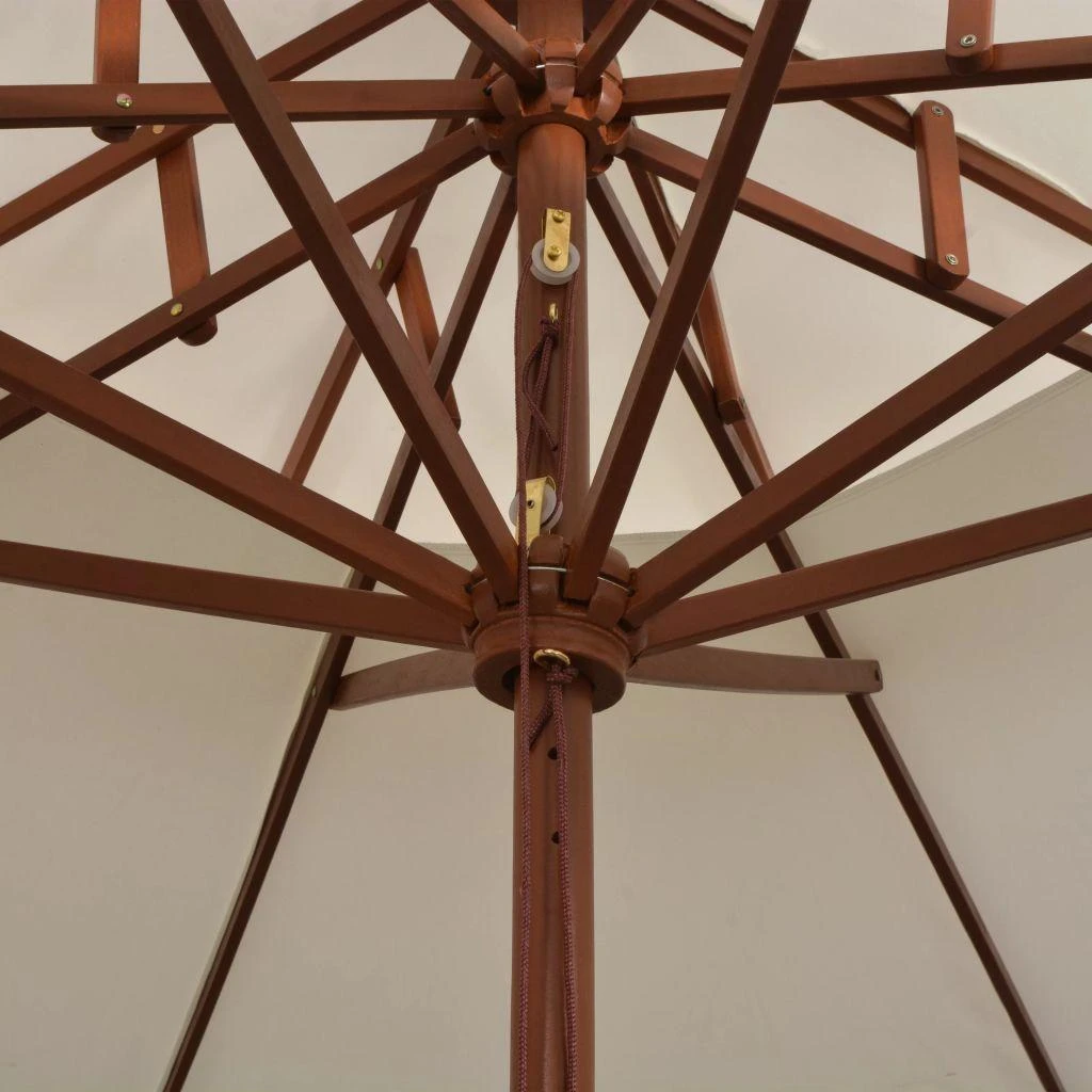 Skėtis nuo saulės, kreminis baltas, 270x270cm, medinis kotas