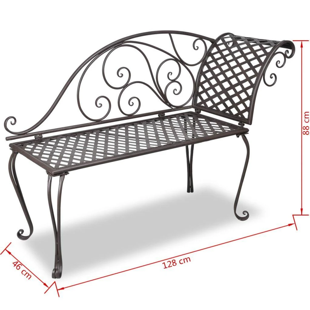 Sodo krėslas, 128 cm, plienas, antikvarinis, rudas