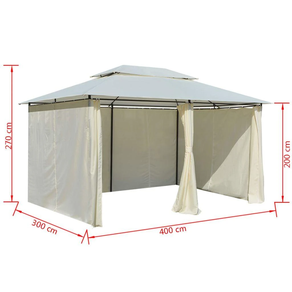 Sodo palapinė su užuolaidomis, 4x3m, balta