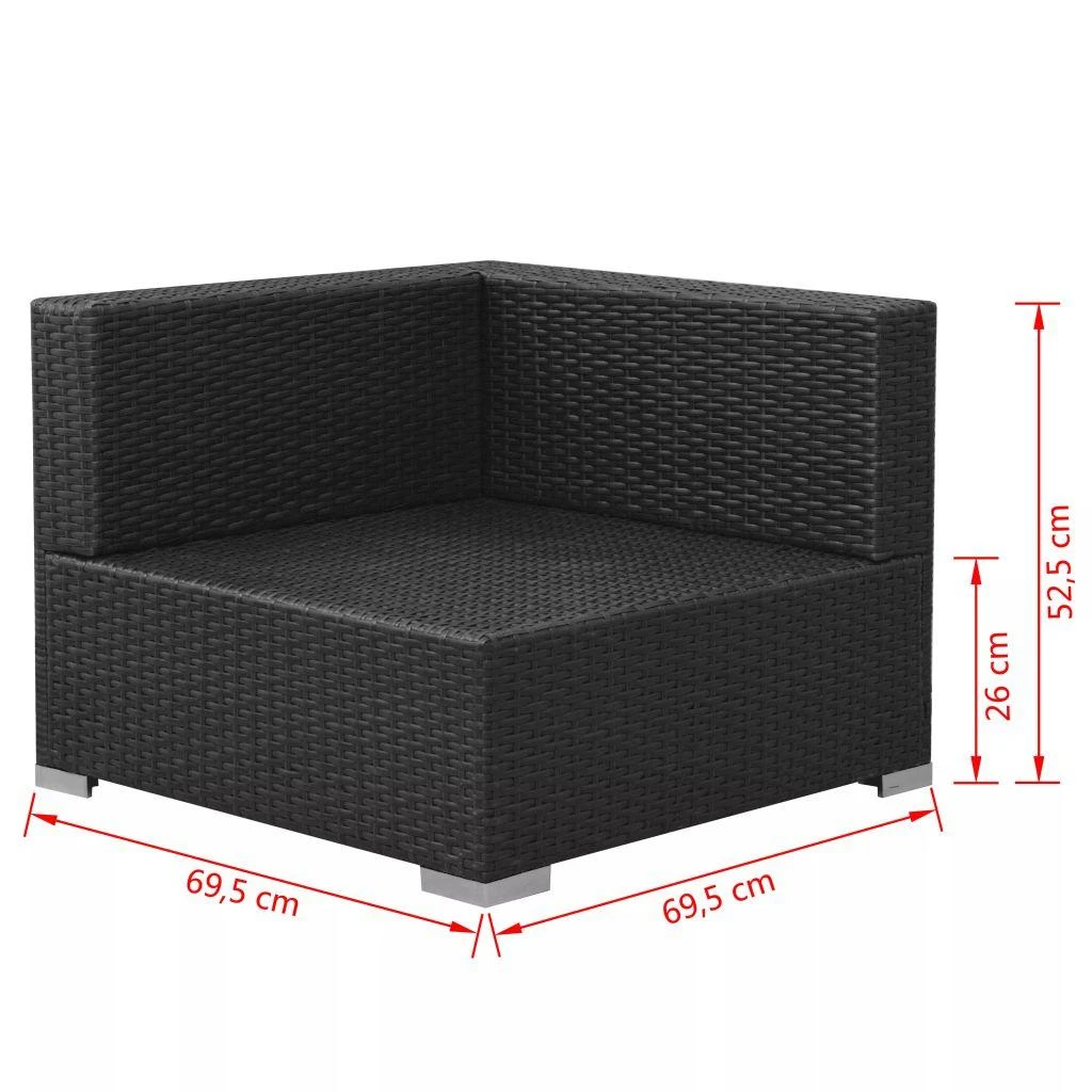 Lauko baldų komplektas Sodo poilsio baldų komplektas su pag., 3d., juod. sp., polir.
