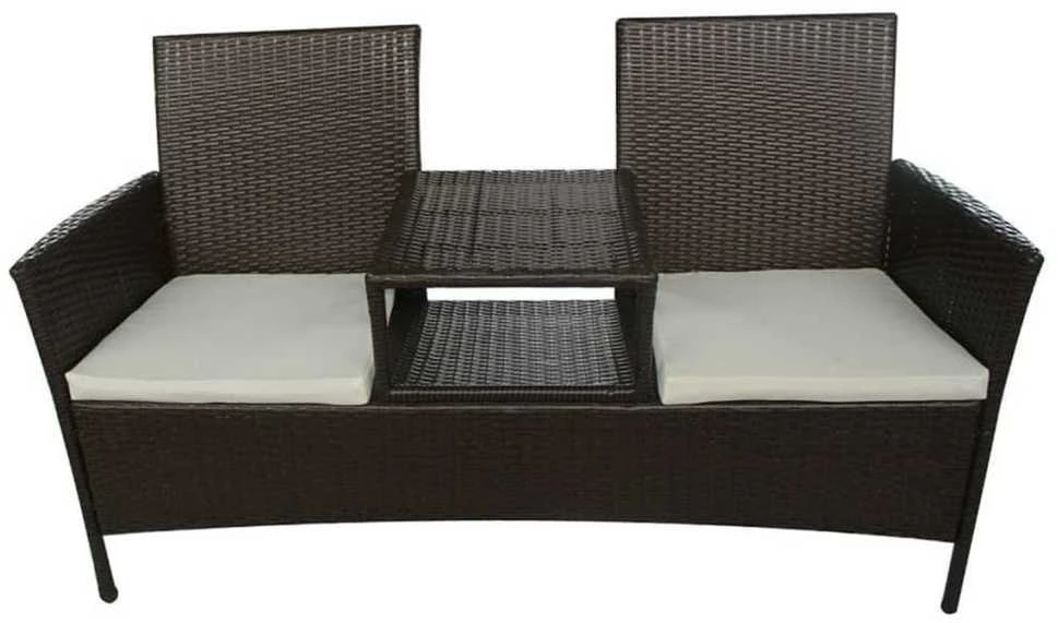 Sodo sofa su arbat. staliuku, ruda, dvivietė, poliratanas