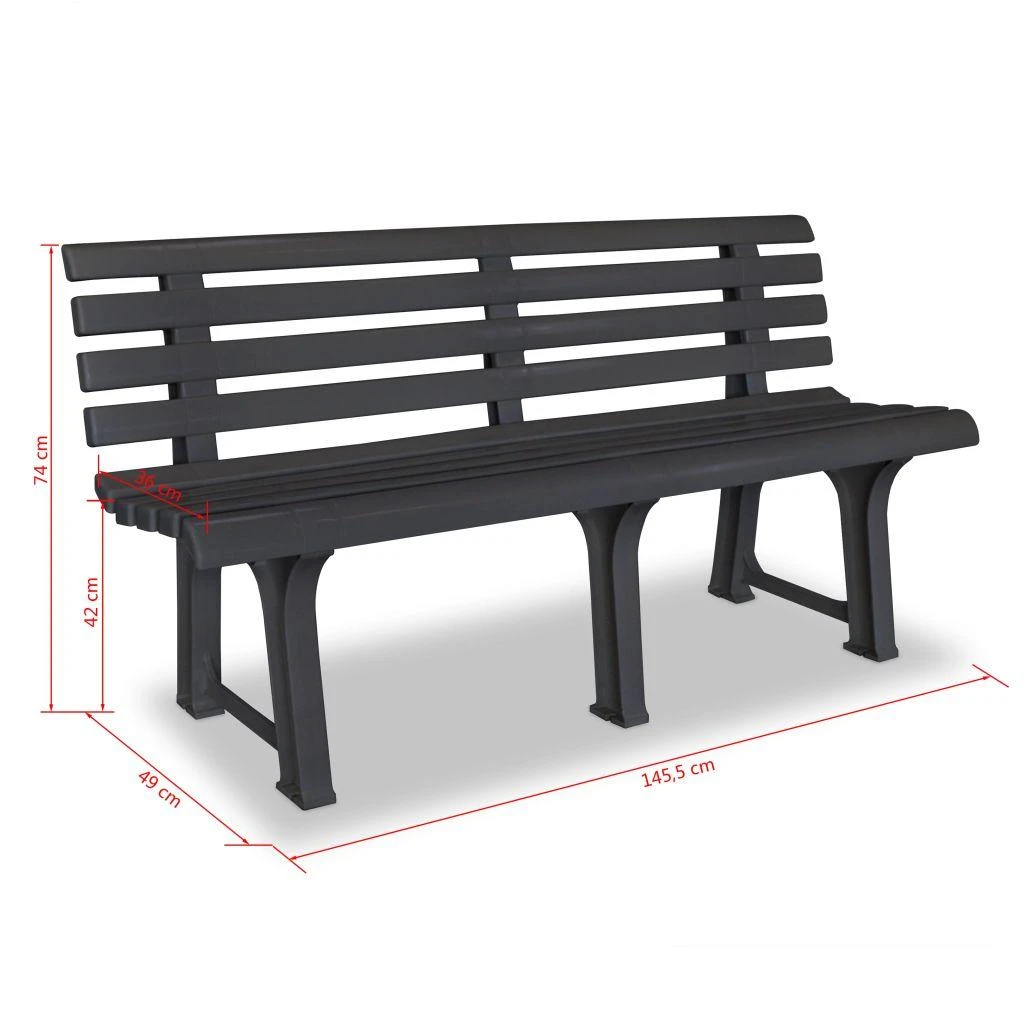 Sodo suoliukas, 145,5cm, plastikas, antracito spalva
