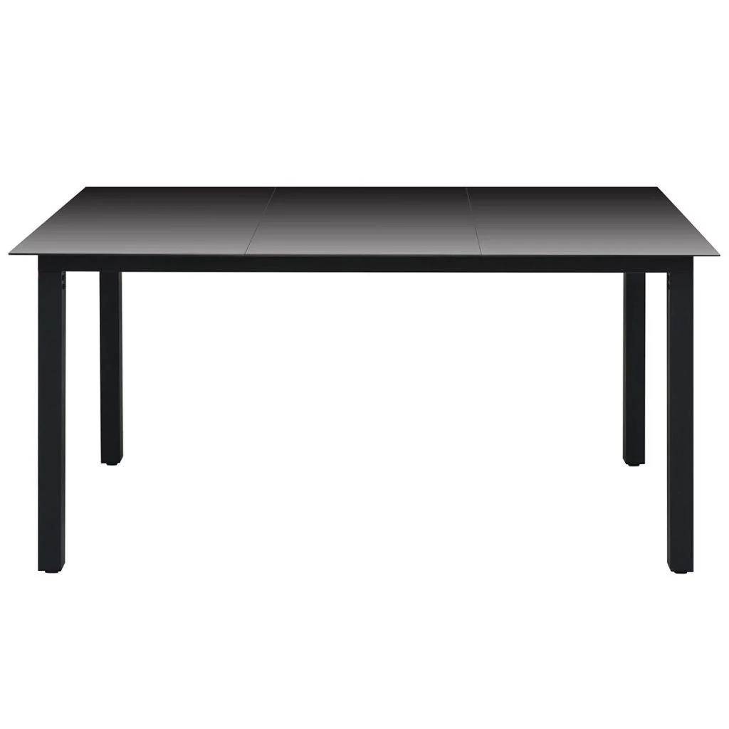 Sodo stalas, juodas, 150x90x74cm, aliuminis ir stiklas