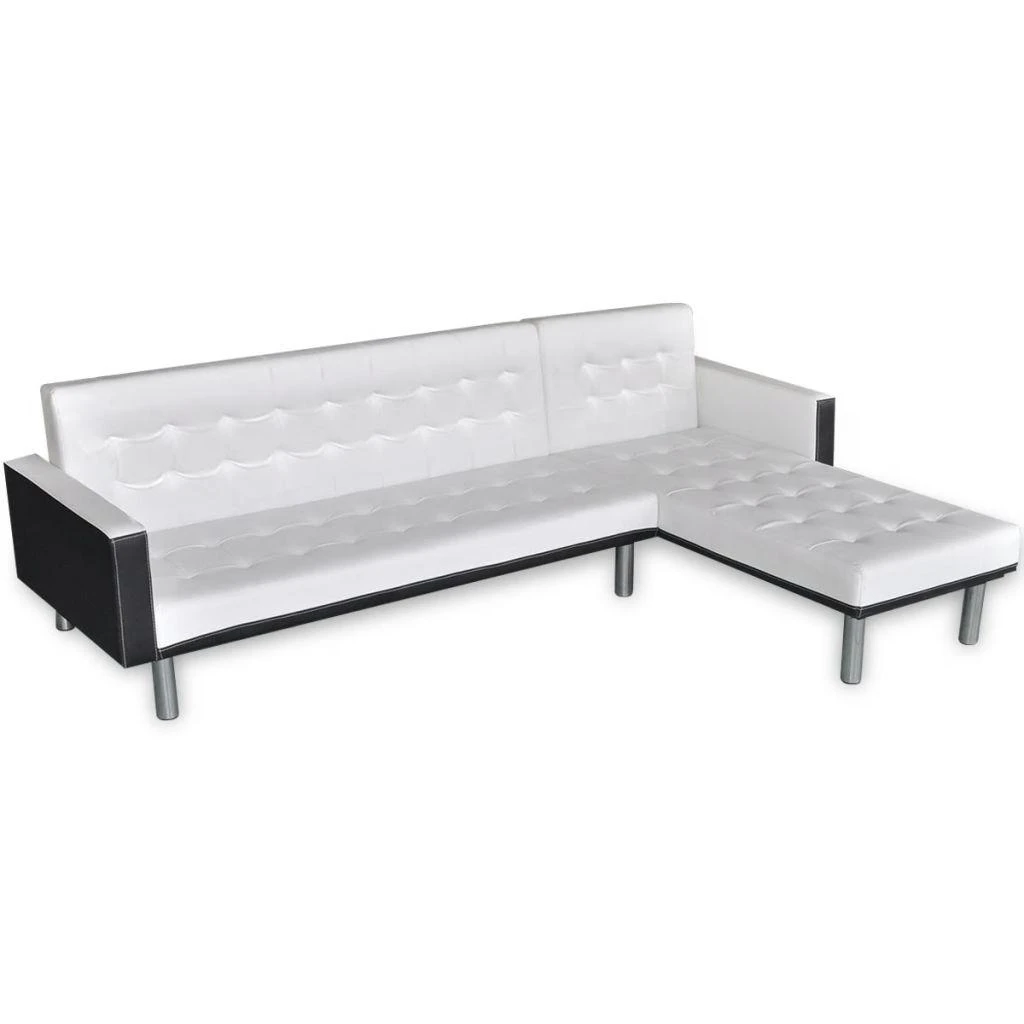 Sofa-lova, L formos, dirbtinė oda, balta