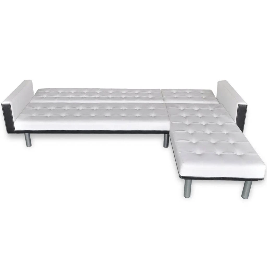 Sofa-lova, L formos, dirbtinė oda, balta