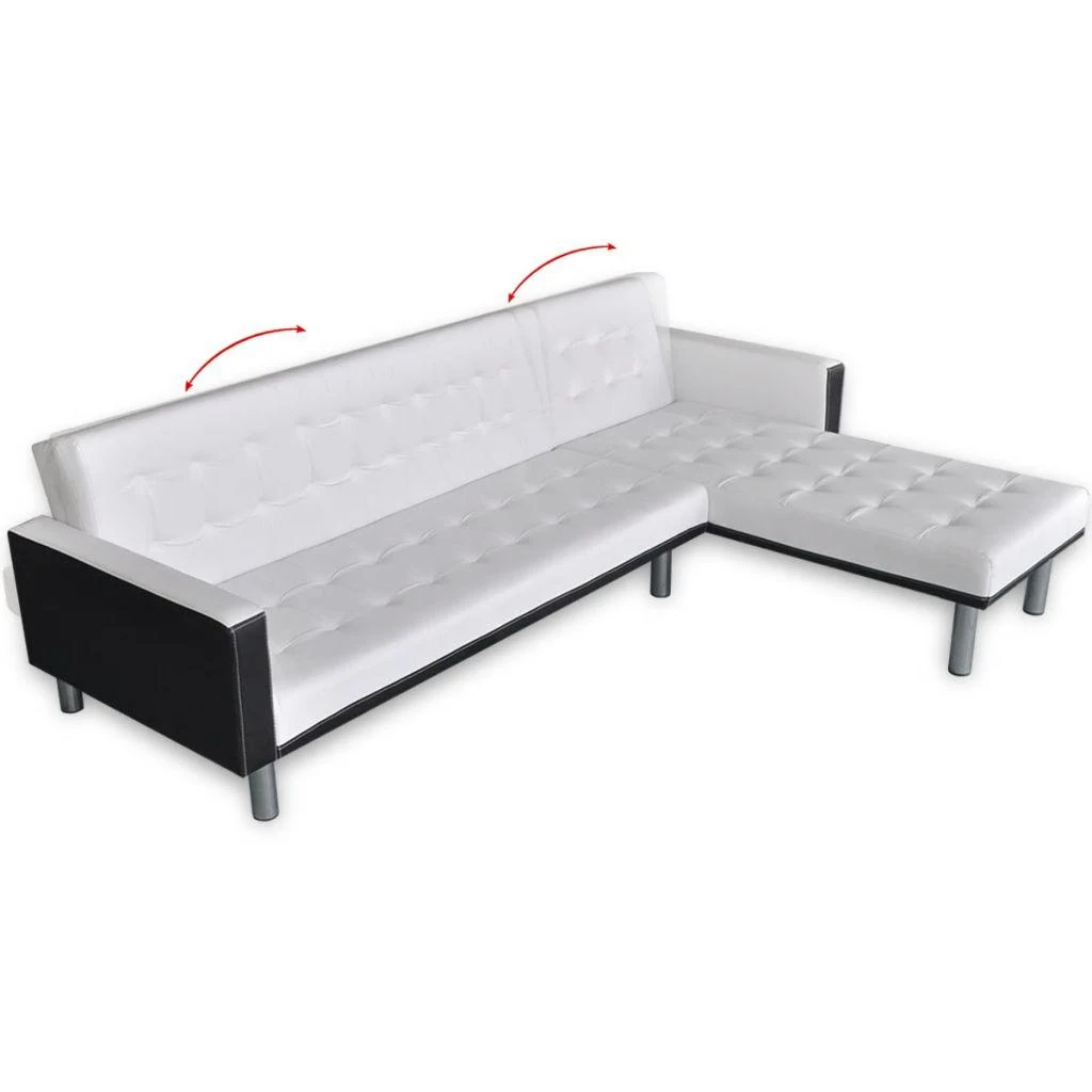 Sofa-lova, L formos, dirbtinė oda, balta