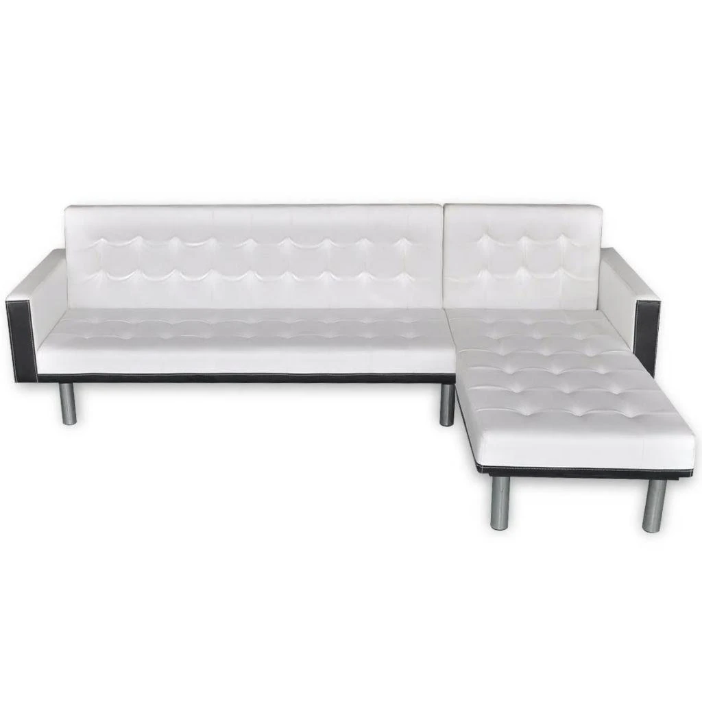 Sofa-lova, L formos, dirbtinė oda, balta