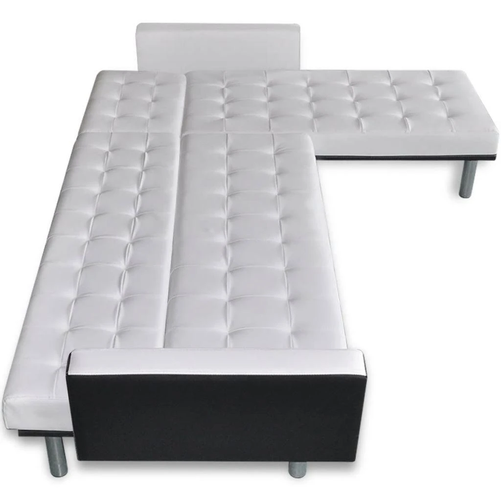 Sofa-lova, L formos, dirbtinė oda, balta