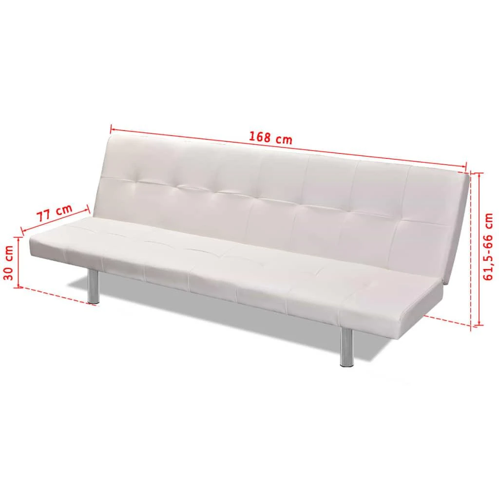 Sofa lova su 2 pagalv., dirbt. oda, reguliuojama, krem. balta