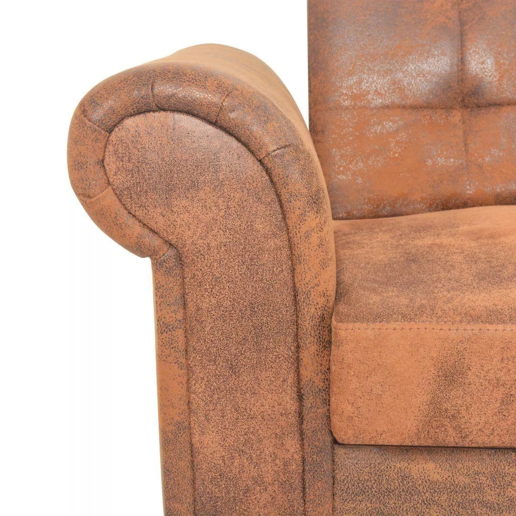 Dvivietė sofa su porankiais, ruda, dirbtinė zomša
