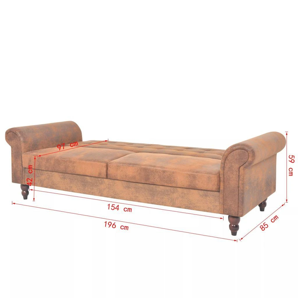 Dvivietė sofa su porankiais, ruda, dirbtinė zomša