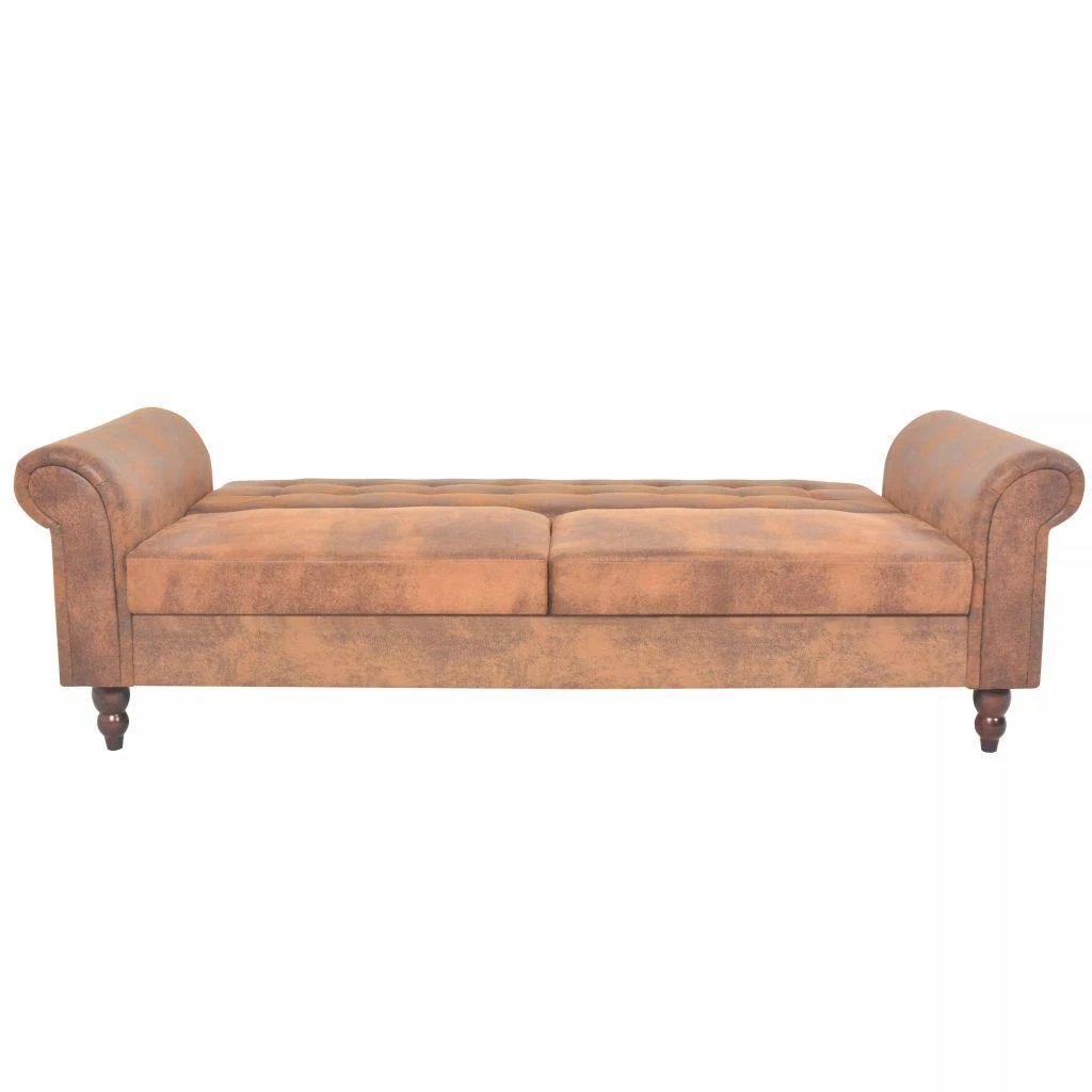 Dvivietė sofa su porankiais, ruda, dirbtinė zomša