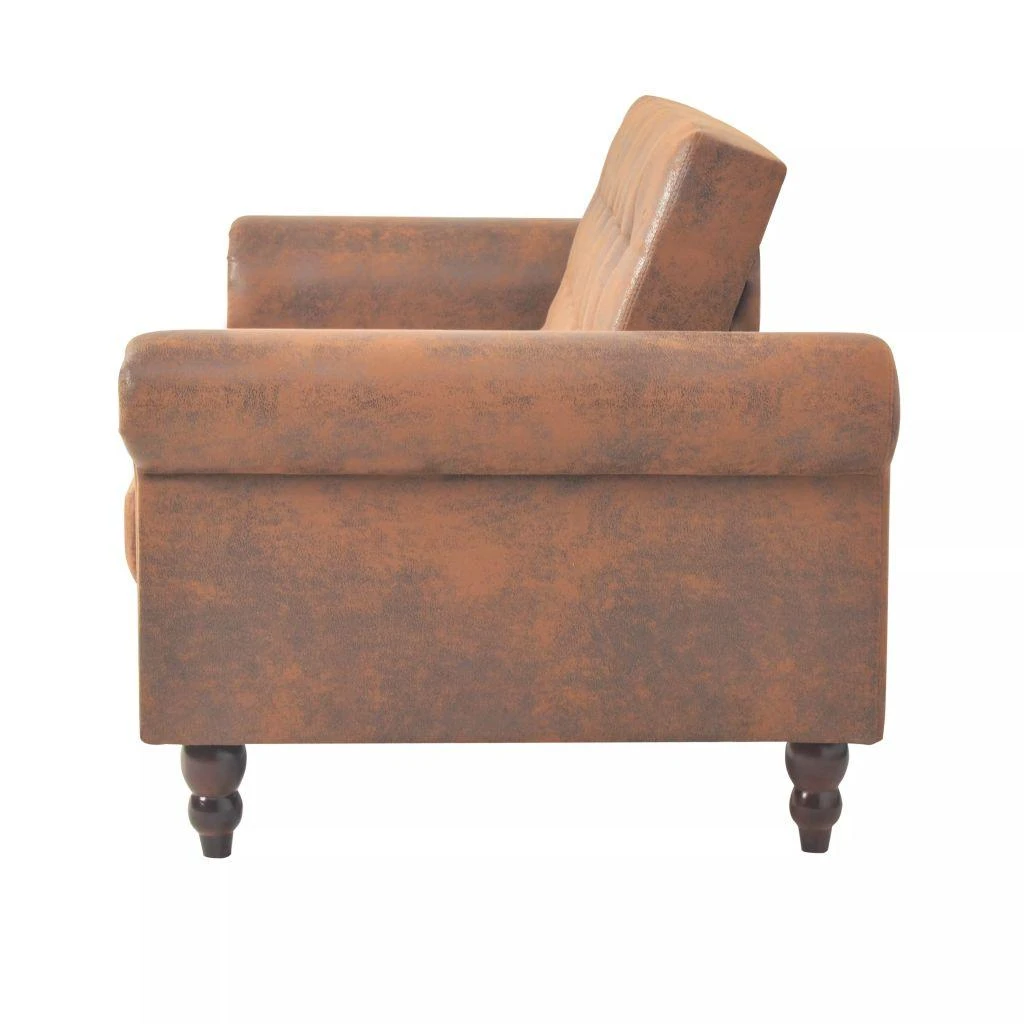 Dvivietė sofa su porankiais, ruda, dirbtinė zomša