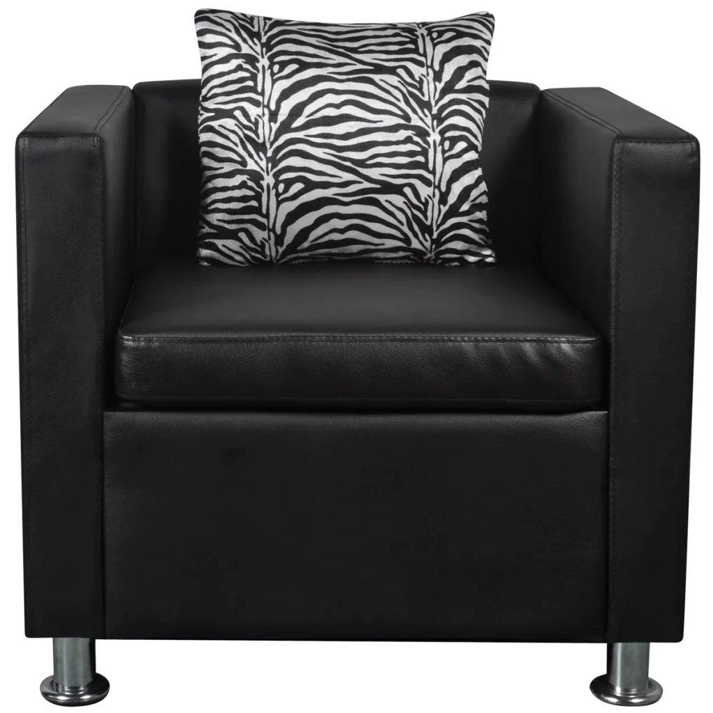 Sofa Sofos komplektas, juodas, dirbtinė oda