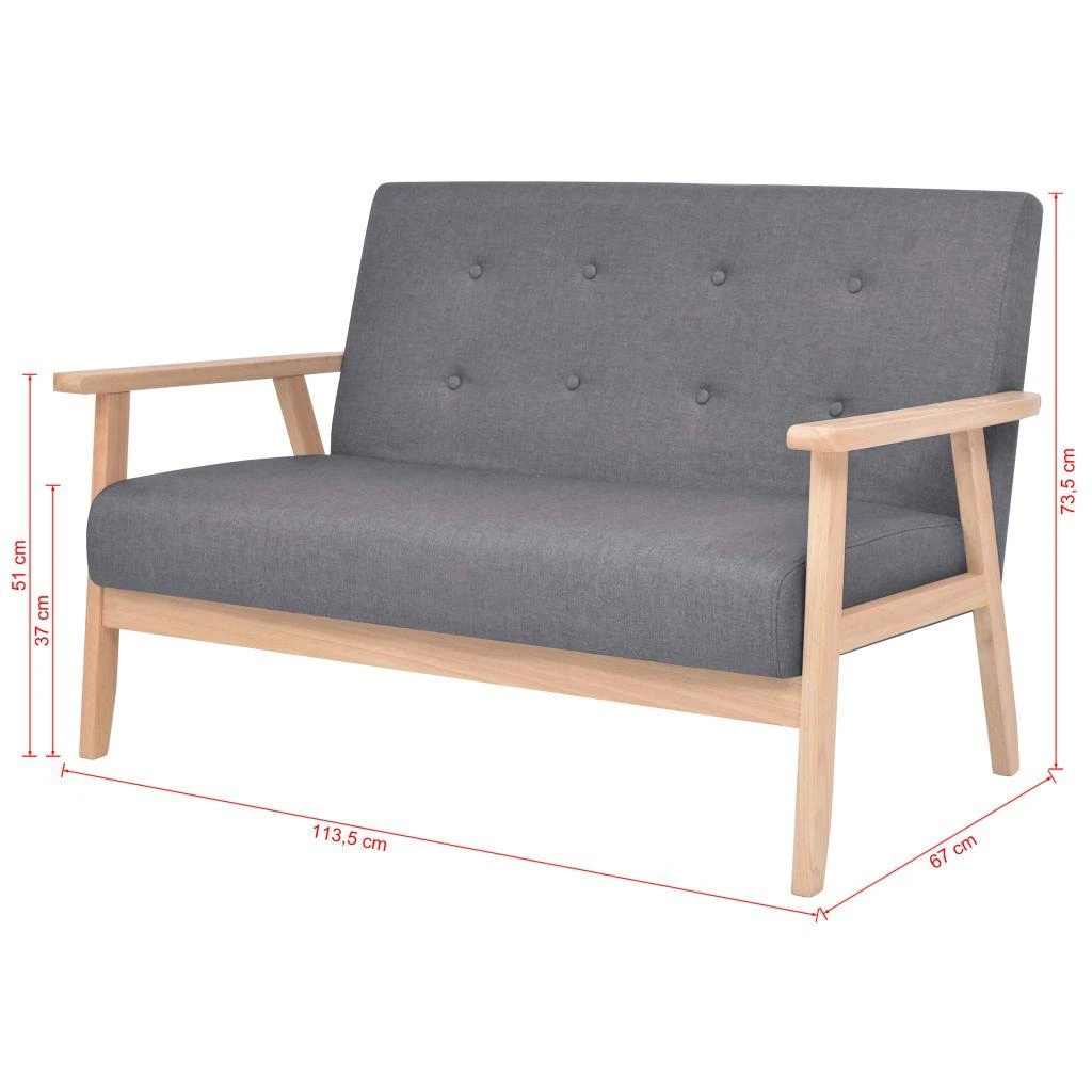 Sofa Sofos komplektas, 2d., audinys, tamsiai pilkas