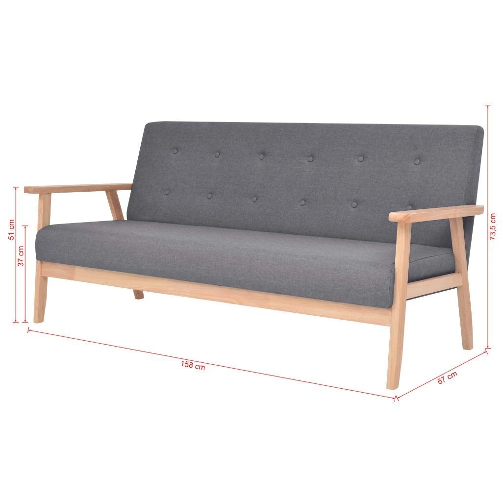 Sofa Sofos komplektas, 2d., audinys, tamsiai pilkas