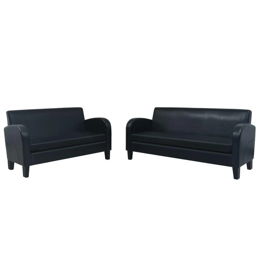 Sofa Sofos komplektas, 2d., dirbtinė oda, juoda