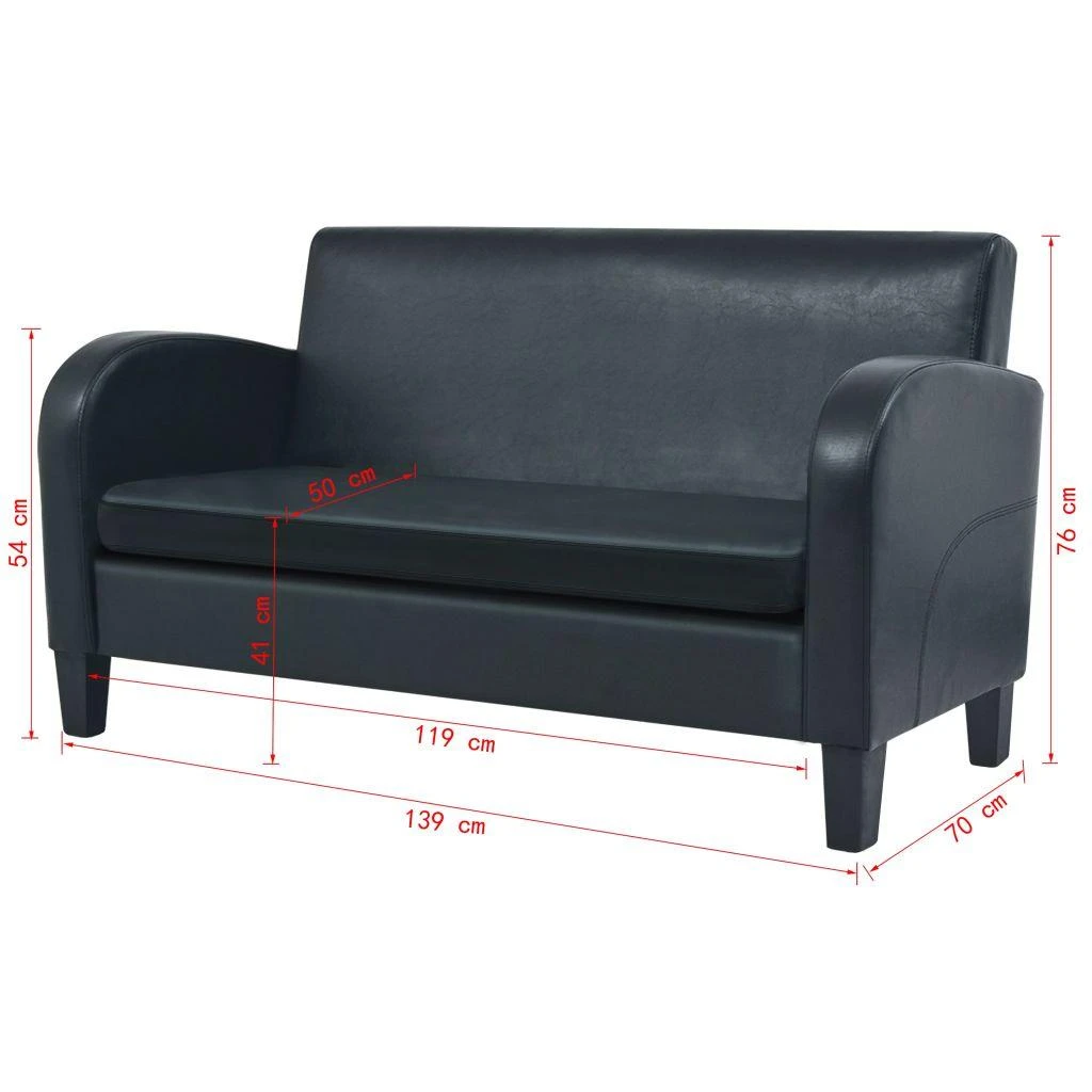 Sofa Sofos komplektas, 2d., dirbtinė oda, juoda