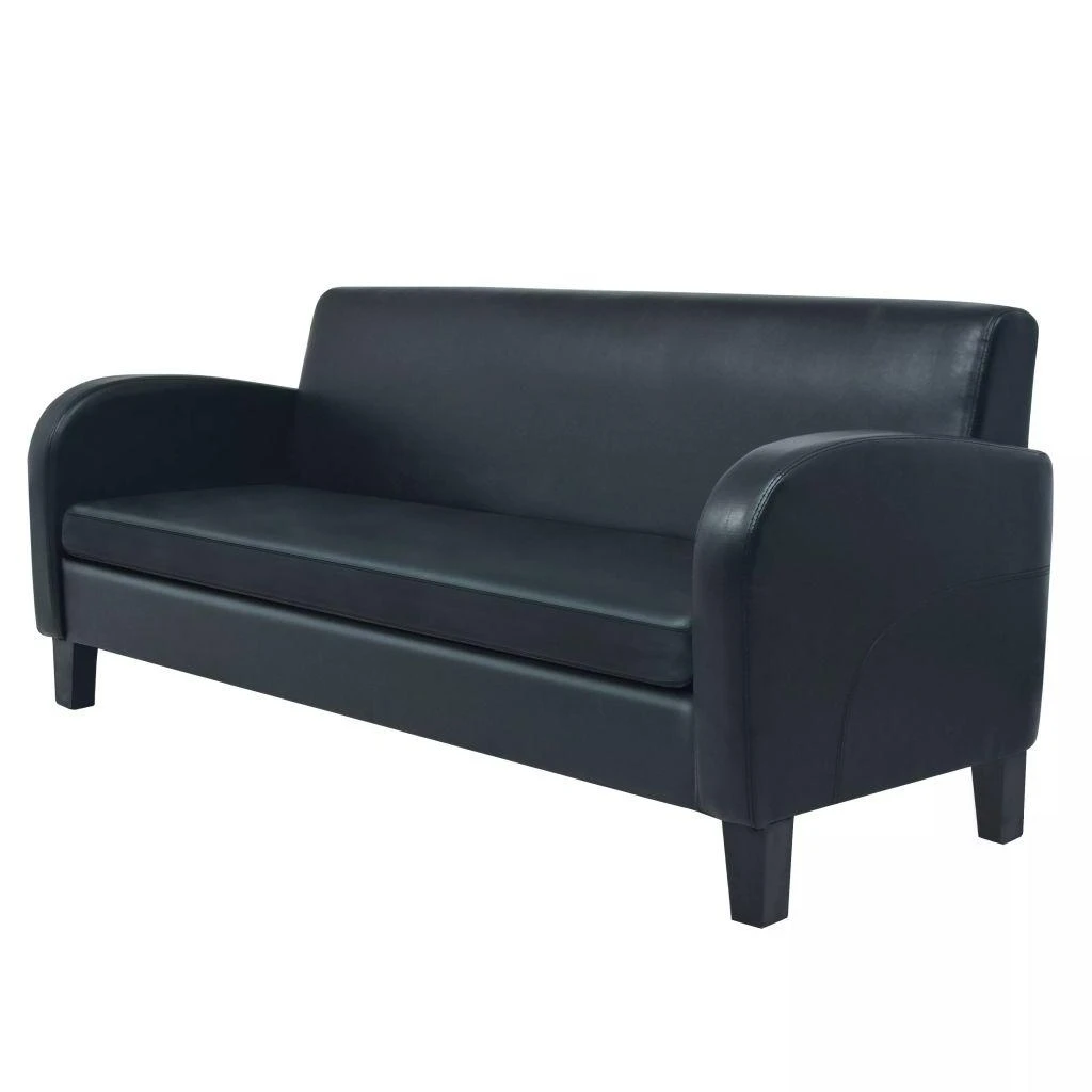 Sofa Sofos komplektas, 2d., dirbtinė oda, juoda